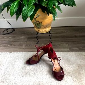 High heel burgundy dressy Sandals